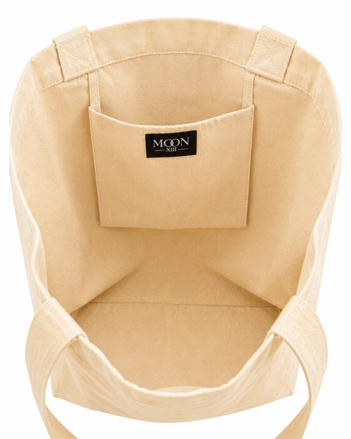 Bolso tote Moon XIII arena — interior con bolsillo