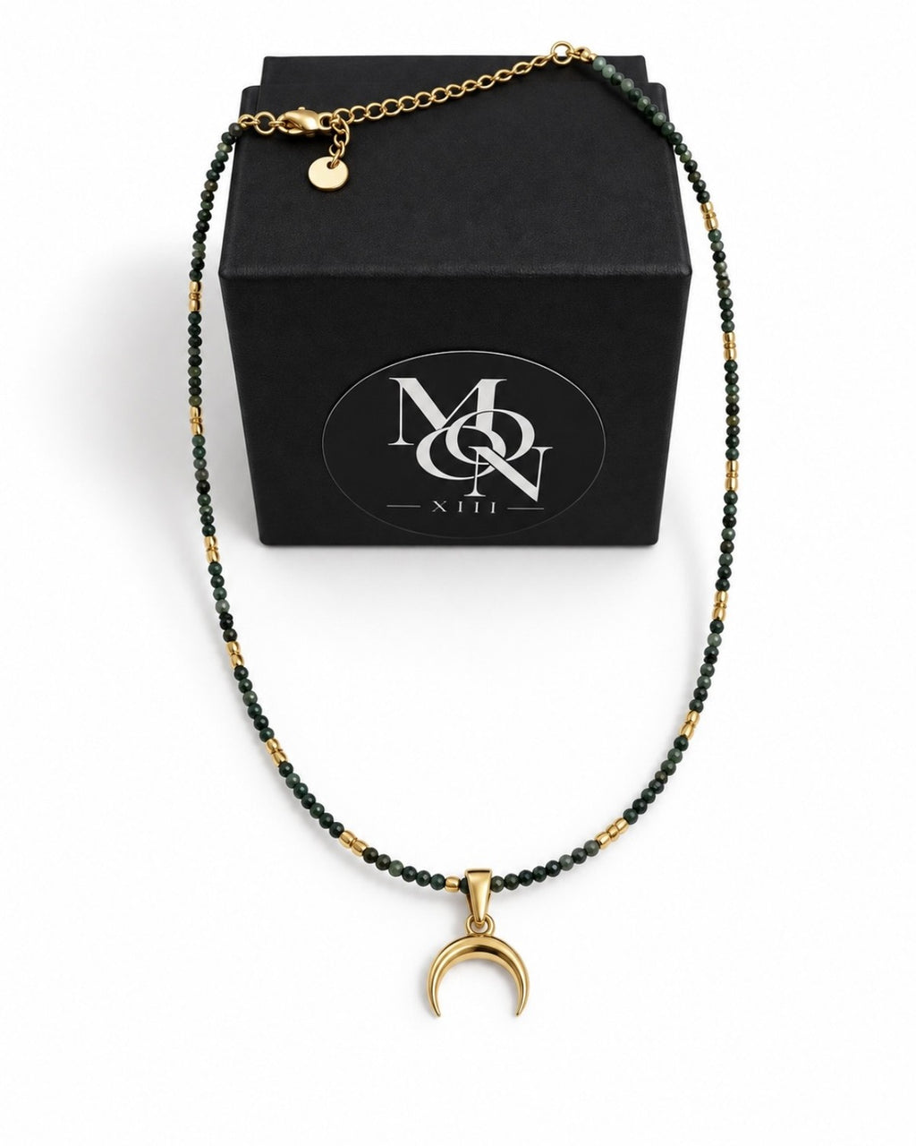Collar Moon XIII Selene — packshot con su caja Moon XIII