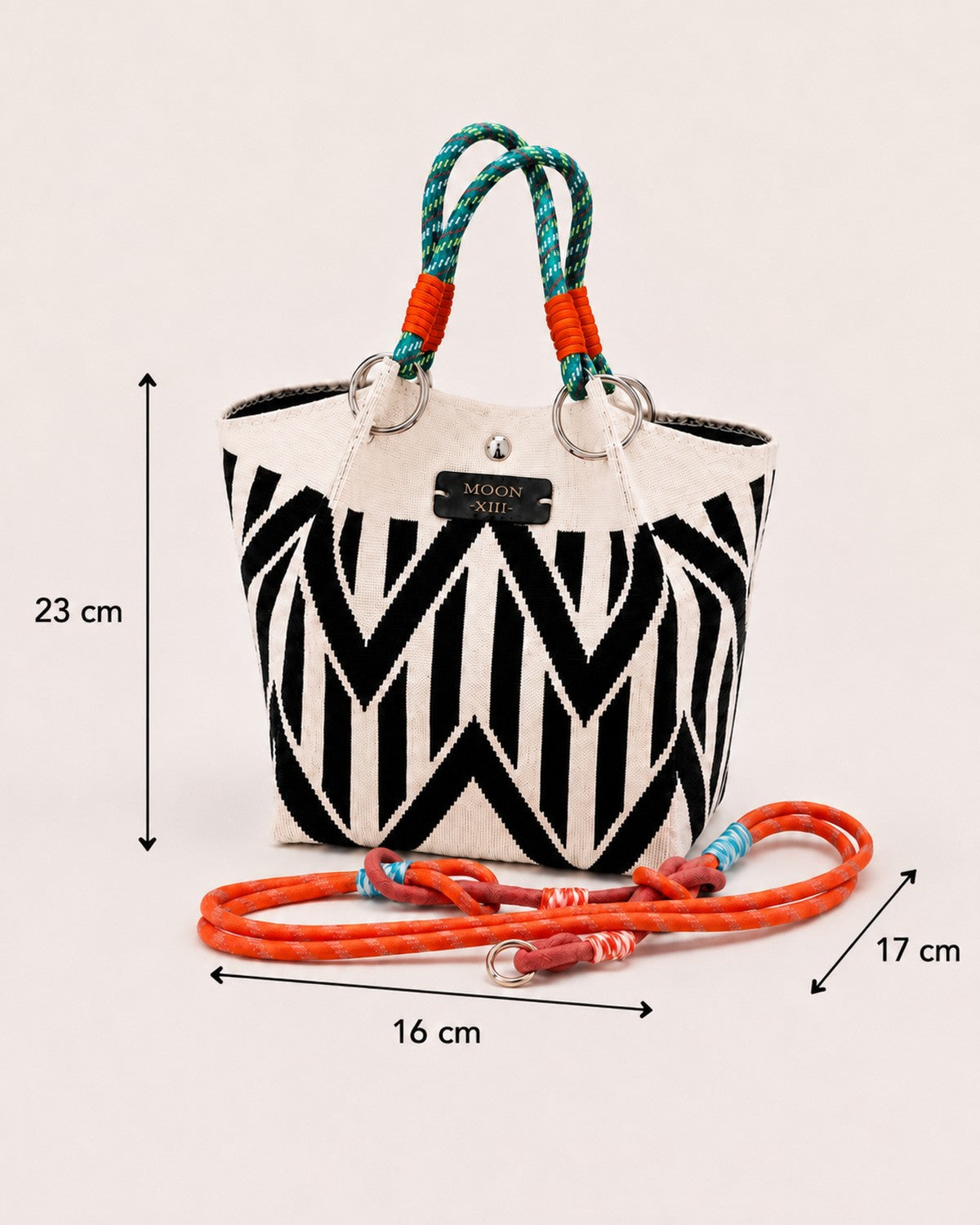 Bolso balde estilo coreano Moon XIII — medidas 23 × 16 × 17 cm